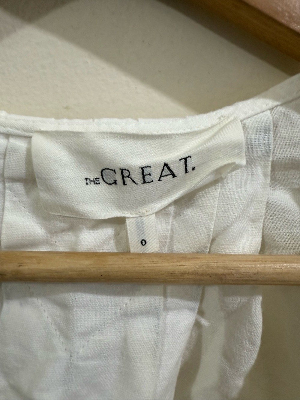 THE GREAT. White Pintuck Scoop Neck Flutter Top - Picture 2 of 5